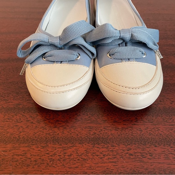 NWOT Candice Cooper Candy Bow Buffed Leather Ballet Flats in Light Blue 37.5 - Picture 10 of 13